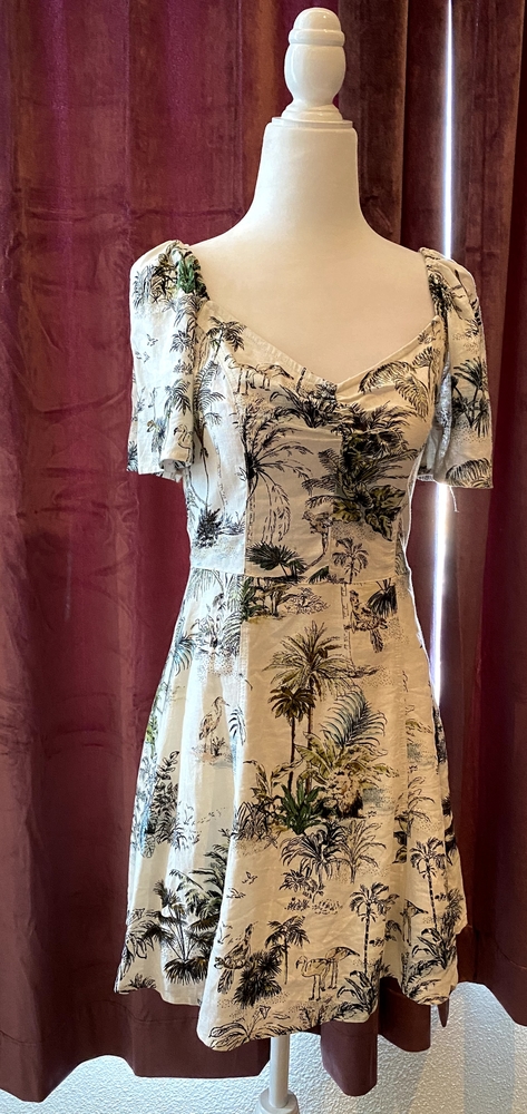 Zara white and green summer dress